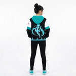 Hatsune Miku Black Blue Hoodie for Woman Back View