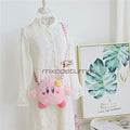 Pink Cartoon Plush Kirby Makeup Cosmetic Bag Cute Handbag Shoulder Organizer Accessories