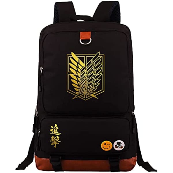 Anime Backpack Attack on Titan Survey Corps Wings of Freedom Gold Logo Print School Bag Cosplay Bookbag– Mxcostume