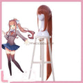 Doki Literature Club Monika Cosplay Brown Red Wig Accessories