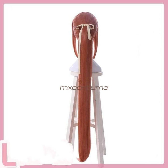Doki Literature Club Monika Cosplay Brown Red Wig Accessories