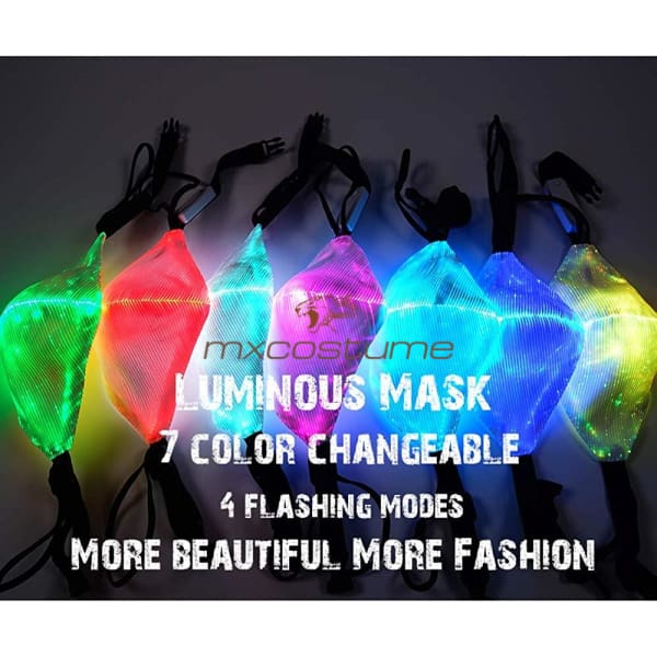 Led Rave Mask 7 Colors Luminous Light Up Face Masks
