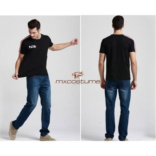 Mass Effect 3 John Shepard N7 Short Sleeves T-Shirt Cosplay Costume Shirts