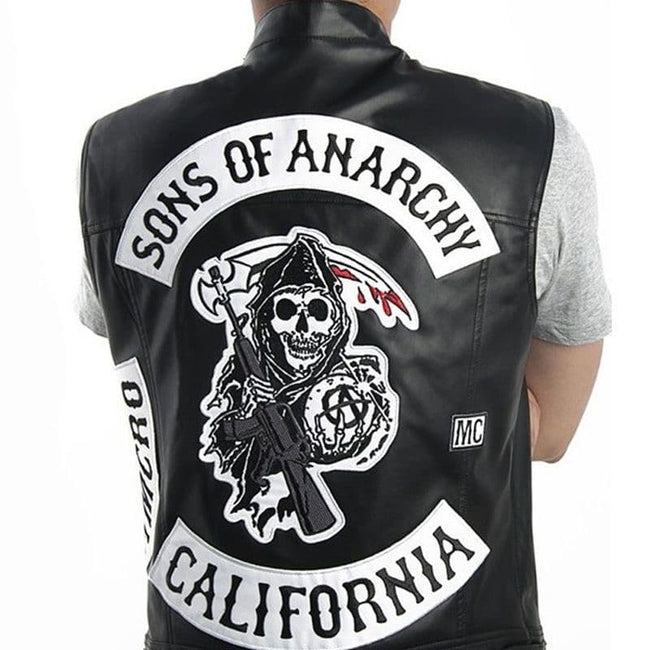 Sons of Anarchy Cosplay PU Leather Motorcycle Skull Vest