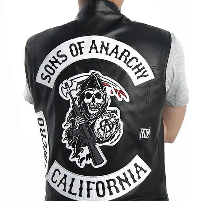 Sons of Anarchy Cosplay PU Leather Motorcycle Skull Vest