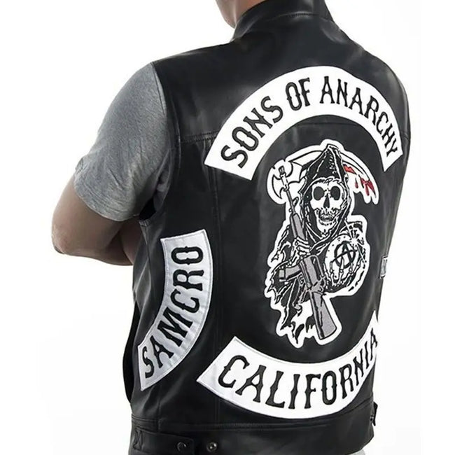 Sons of Anarchy Cosplay PU Leather Motorcycle Skull Vest