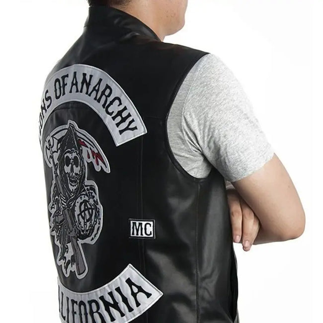 Sons of Anarchy Cosplay PU Leather Motorcycle Skull Vest