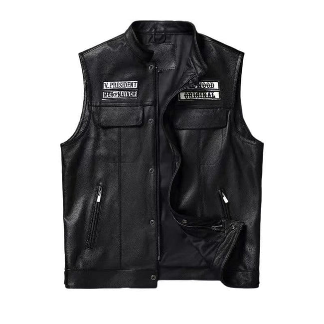 Sons of Anarchy Cosplay PU Leather Motorcycle Skull Vest