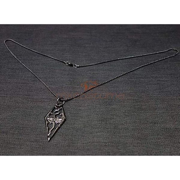 The Elder Scrolls V Skyrim Dragonborn Logo Pendant Necklace Cosplay Accessories Black