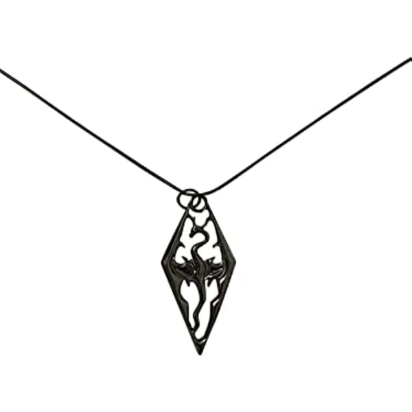 The Elder Scrolls V Skyrim Dragonborn Logo Pendant Necklace Cosplay Accessories Black