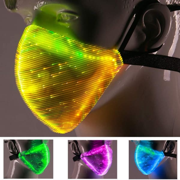Red Rave Mask LED Rave Mask 7 Colors Luminous Light Up Face Mask – Mxcostume