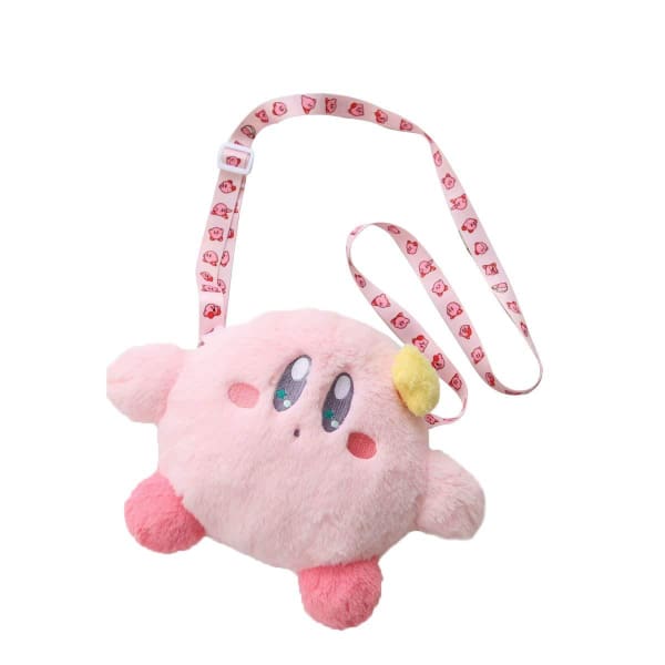 Pink Cartoon Plush Kirby Makeup Cosmetic Bag Cute Handbag Shoulder Organizer Accessories