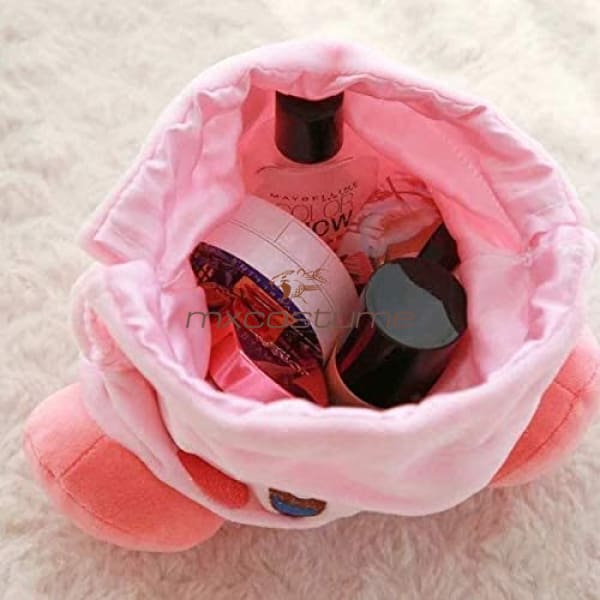 Pink Plush Makeup Cosmetic Storage Cute Handbag Bag Organizer Accessories